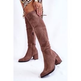 PL4 Women's Suede Over The Knee Boots La.Fi 270056TA-SU Light brown 2