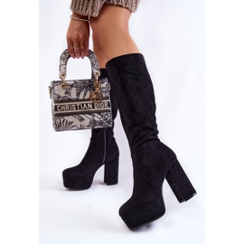 PA1 Suede boots on massive heels and a black Nevira platform 2