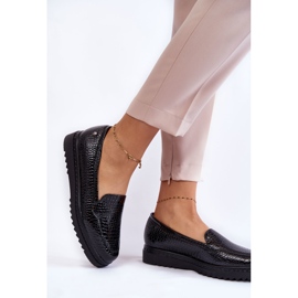 Vinceza Lacquered Loafers Crocodile Pattern On Black Diane Platform 2