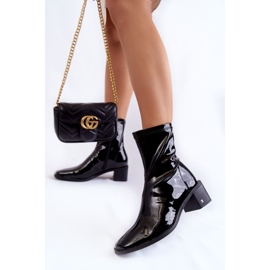 Vinceza Women's Lacquered Boots On Heel Black Space 2
