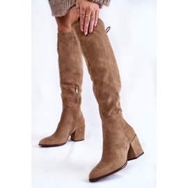 Vinceza Women's Boots On Heel Suede Beige Corrig 2 Vinceza Women's Boots On Heel Suede Beige Corrig 2