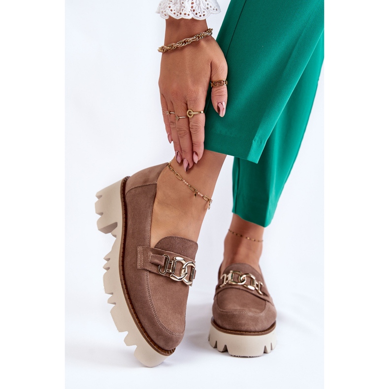 Brown suede shoes with Laura Messi decoration 1