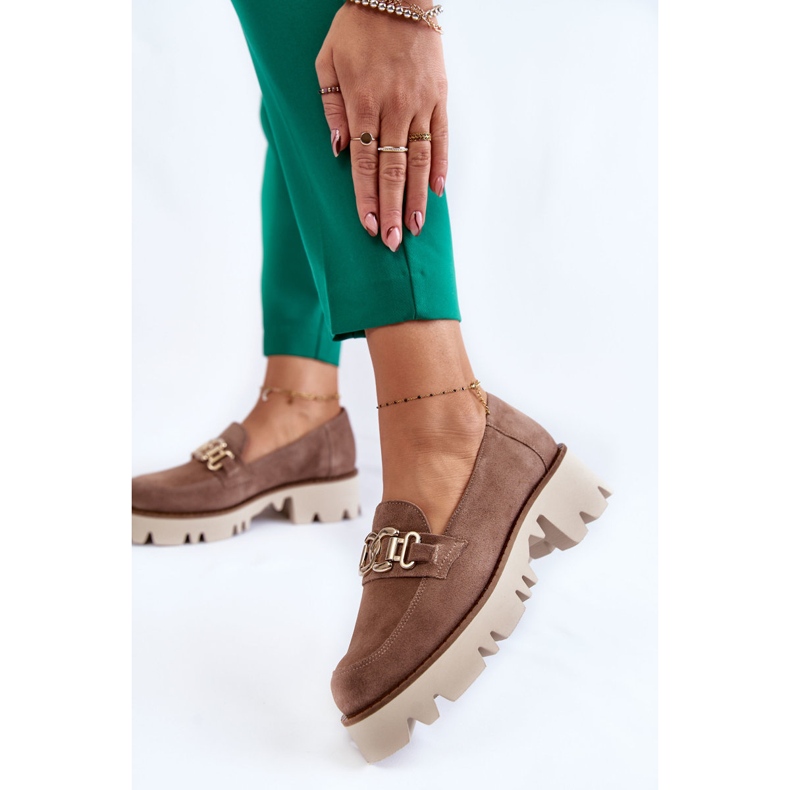 Brown suede shoes with Laura Messi decoration 2