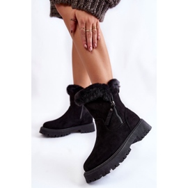 Vinceza Black Rezan Suede Boots With Fur On A Zipper 2