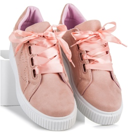 Wilady Suede Sneakers With A Ribbon pink 1