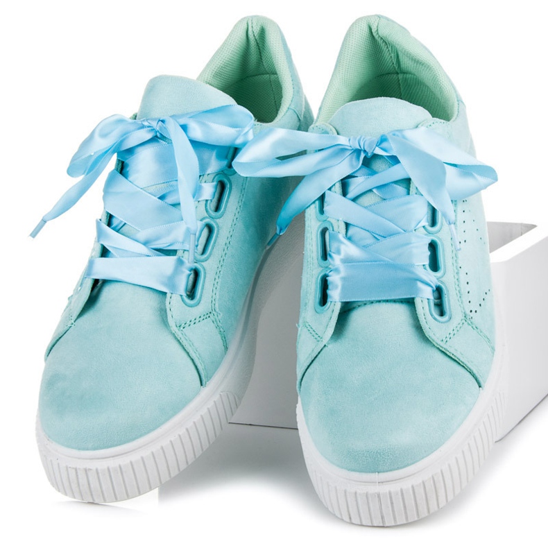 Wilady Suede sneakers with a ribbon blue 1