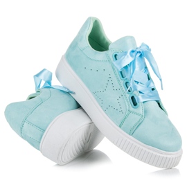 Wilady Suede sneakers with a ribbon blue 2