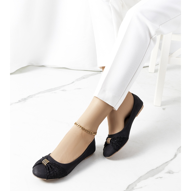 PA1 Black ballerinas with shiny Like myself ornament 1