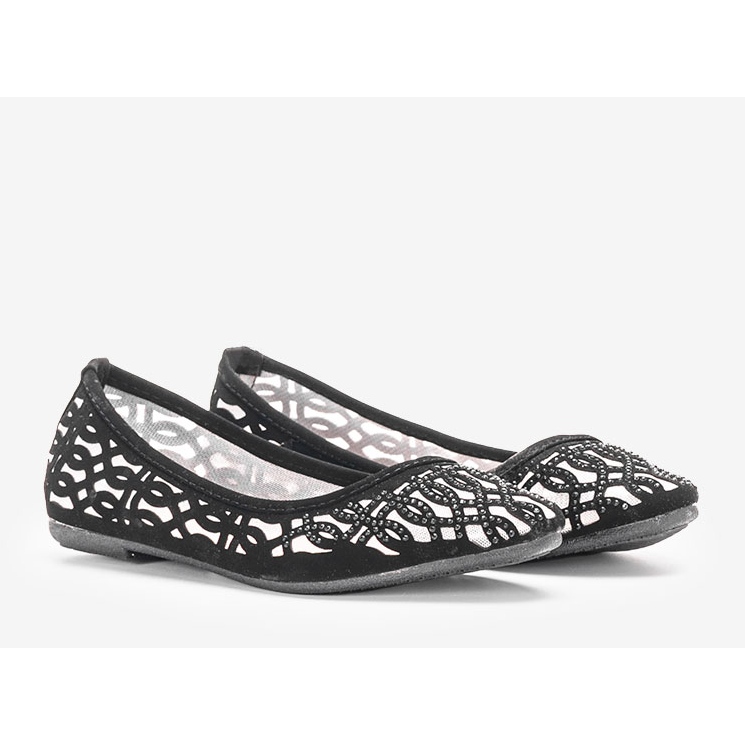 Black Coalfell openwork ballerinas white 1