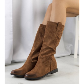 PA1 Brown boots on a Mae indoor wedge heel 1 PA1 Brown boots on a Mae indoor wedge heel 1