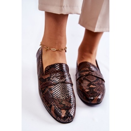 Leather Snake Loafers La.Fi 210023BR-XS Brown beige 2
