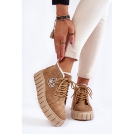 Suede Sport Shoes Tied Lewski Shoes 3252 / N Beige 1