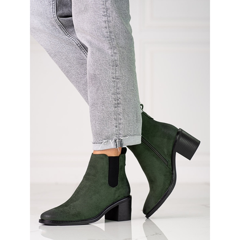 Green Women's Shelovet Chelsea boots on the post 1