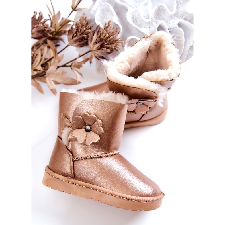FR1 Golden Bianca Children's Snow Boots With Flower 4 FR1 Golden Bianca Children's Snow Boots With Flower 4