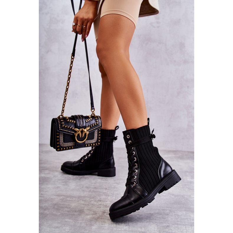 PG1 Women's Boots With A Sock Tied Black Livaro 2