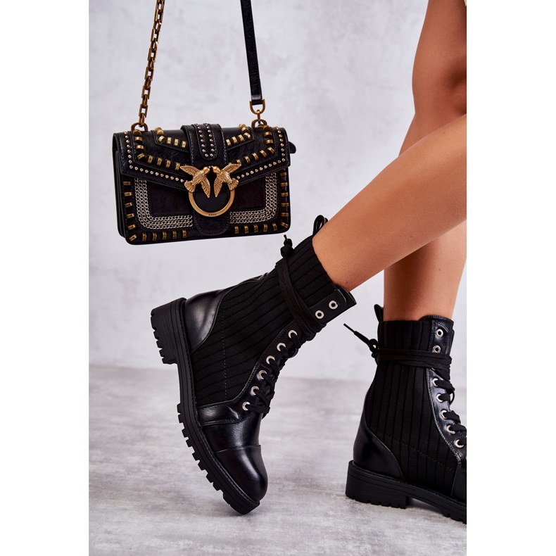 PG1 Women's Boots With A Sock Tied Black Livaro 1