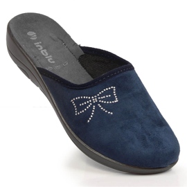 Comfortable navy blue Inblu velor women's slippers 1