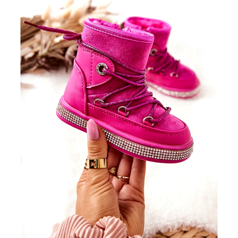 FR1 Children's Snow Boots With Cubic Zirconia Wellma Fuchsia pink 3