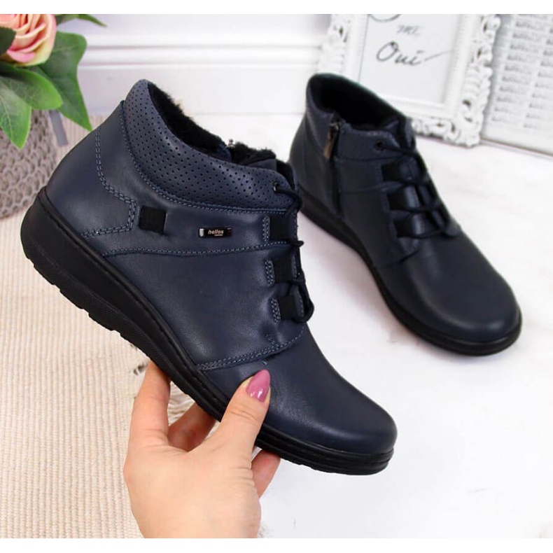 Insulated leather boots Helios W H521B navy blue 1