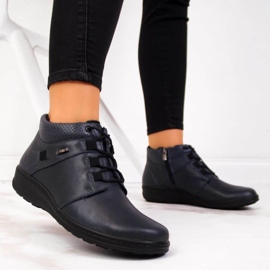 Insulated leather boots Helios W H521B navy blue 2