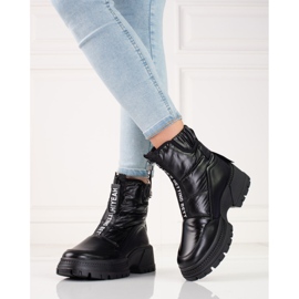 Women's black snow boots on the Shelovet platform 1