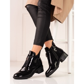 Patent leather women's flat ankle boots black 2 Patent leather women's flat ankle boots black 2