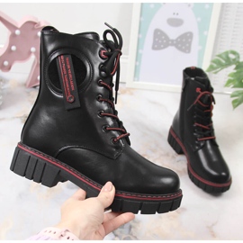 Black NEWS boots for girls insulated with sheep wool 1