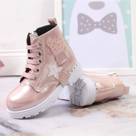 Shiny pink insulated boots for girls Potocki multicolored 4