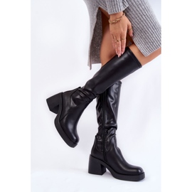 Sergio Leone Women's Leather Warm Boots With Zipper Black Slavis 2