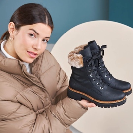 Black Rieker 72630-00 women's boots with fur 1