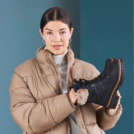 Black Rieker 72630-00 women's boots with fur 2