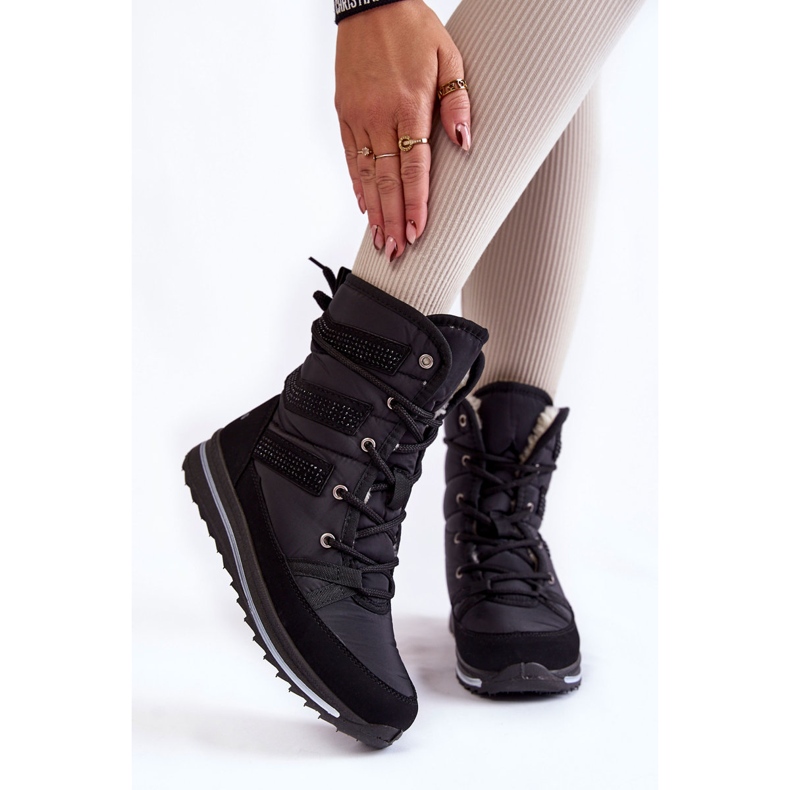 Women's Lace-up Snow Boots Progress PROGJ-22-134 Black 1