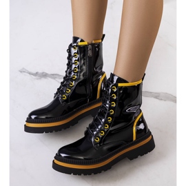 PA1 Black lacquered Edaline boots yellow 1