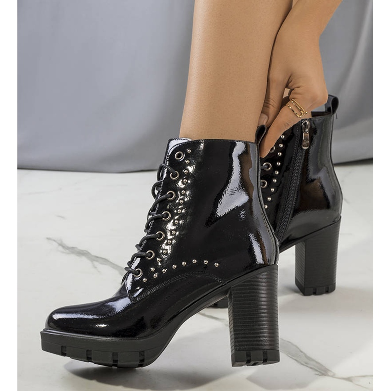 PA1 Black patent ankle boots on the Palomo post 1