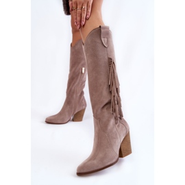 Lewski Shoes Women's Suede Cowboy Boots Lewski 3094 / F Gray grey 2