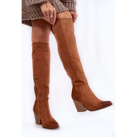 Lewski Shoes Women's Leather Thigh High Boots Lewski 2833 Camel brown 2