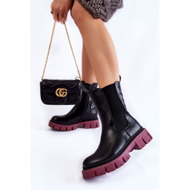 Women's Platform Workers Boots Black-Claret Aliana 2