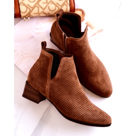 Vinceza Openwork Suede Booties With A Cut Out Brown Carine 3