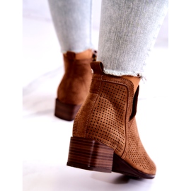 Vinceza Openwork Suede Booties With A Cut Out Brown Carine 1