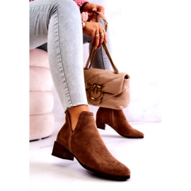Vinceza Openwork Suede Booties With A Cut Out Brown Carine 2