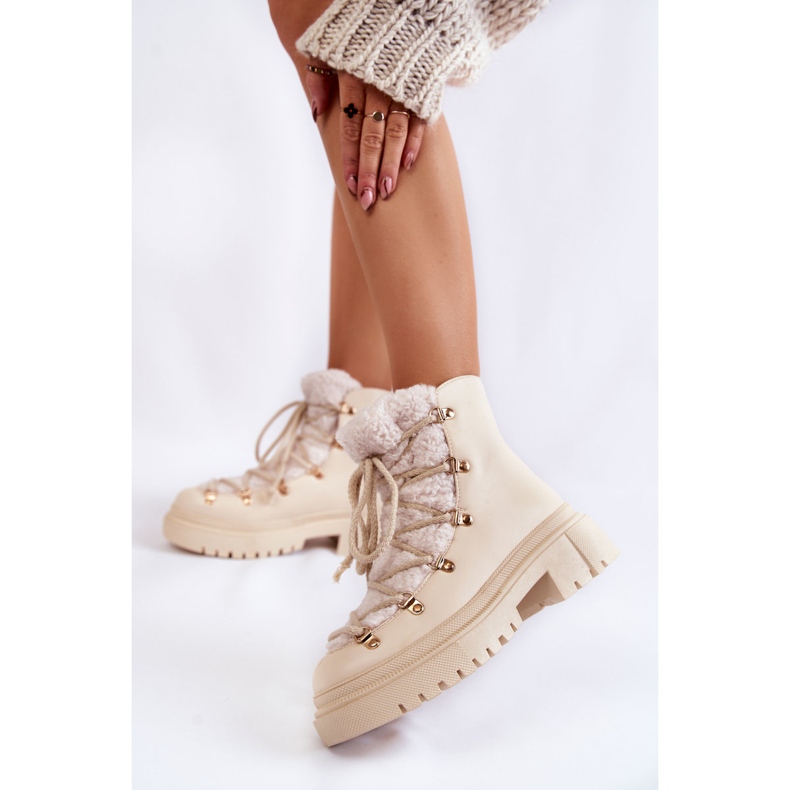 PS1 Leather Warm Boots Light Beige Arisa 2