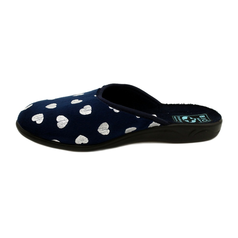 Women's Slippers With Hearts BIO Adanex 27939 navy blue silver 1