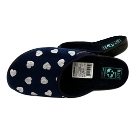 Women's Slippers With Hearts BIO Adanex 27939 navy blue silver 3