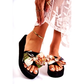 WJ1 Women's Beige Silana Foam Wedge Slippers black multicolored 3