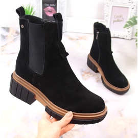 Leather, suede ankle boots for women insulated black Filippo 1