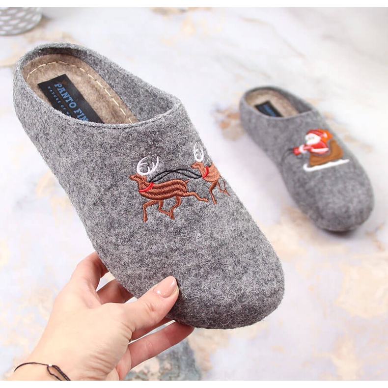 Women's home felt Christmas slippers gray Panto Fino KK267022 grey 1