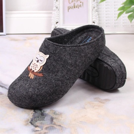 Women's home felt slippers with owl Panto Fino KK267023 grey 4
