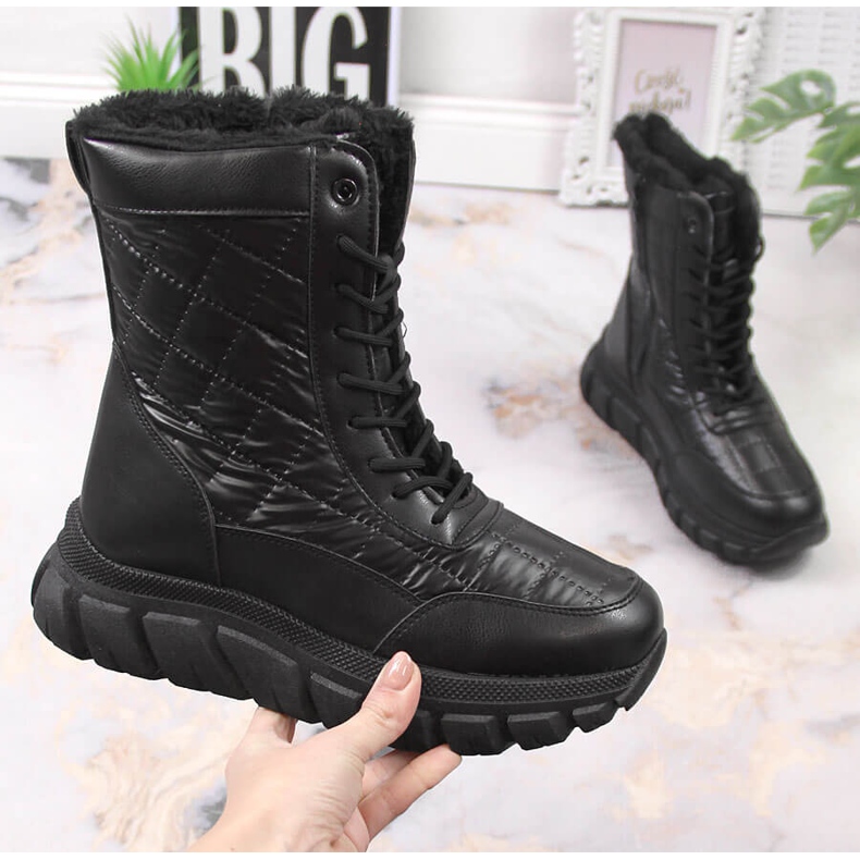 Women's high snow boots with fur black Vinceza 1 Women's high snow boots with fur black Vinceza 1