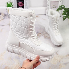 Women's high snow boots with fur, white Vinceza 1