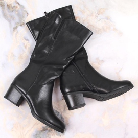 Women's high-heeled boots with an elasticated Jezzi black 1